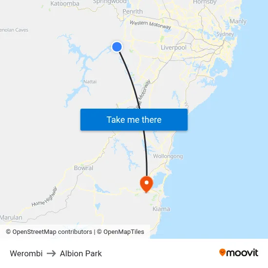 Werombi to Albion Park map