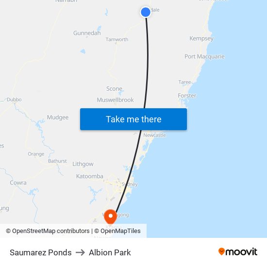 Saumarez Ponds to Albion Park map