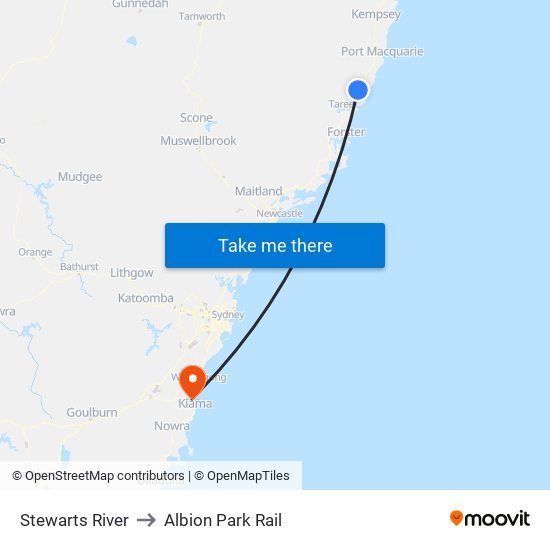 Stewarts River to Albion Park Rail map