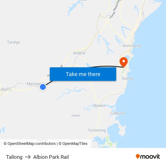 Tallong to Albion Park Rail map