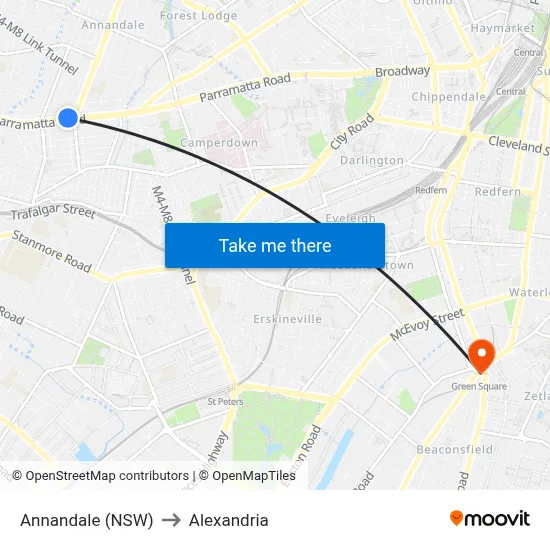 Annandale (NSW) to Alexandria map