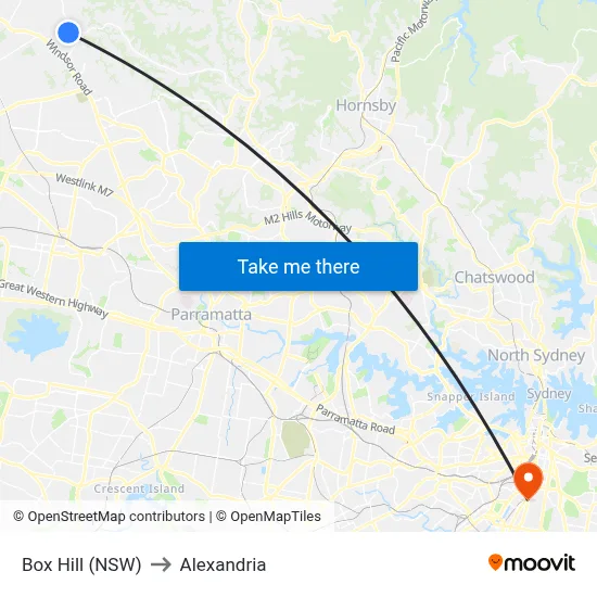Box Hill (NSW) to Alexandria map