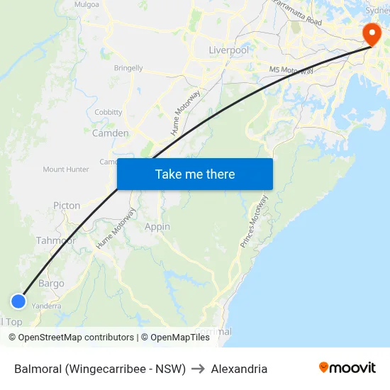Balmoral (Wingecarribee - NSW) to Alexandria map