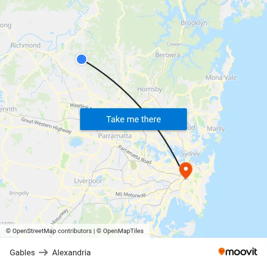 Gables to Alexandria map