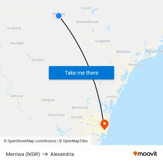 Merriwa (NSW) to Alexandria map