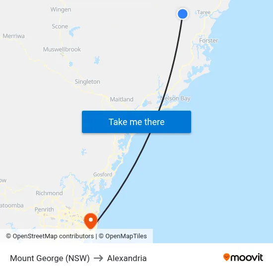 Mount George (NSW) to Alexandria map