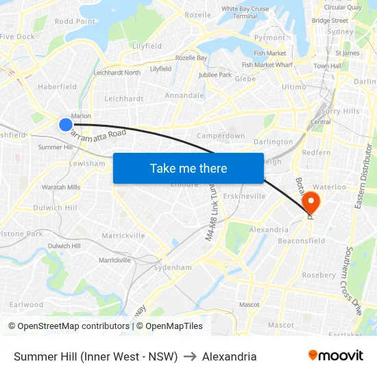Summer Hill (Inner West - NSW) to Alexandria map