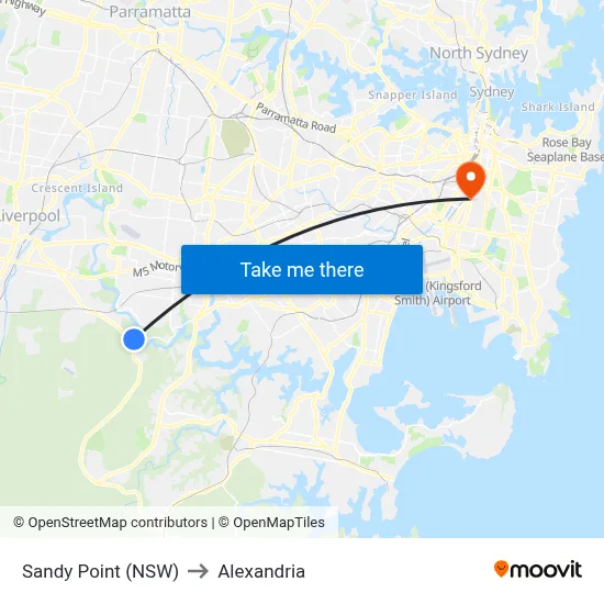 Sandy Point (NSW) to Alexandria map