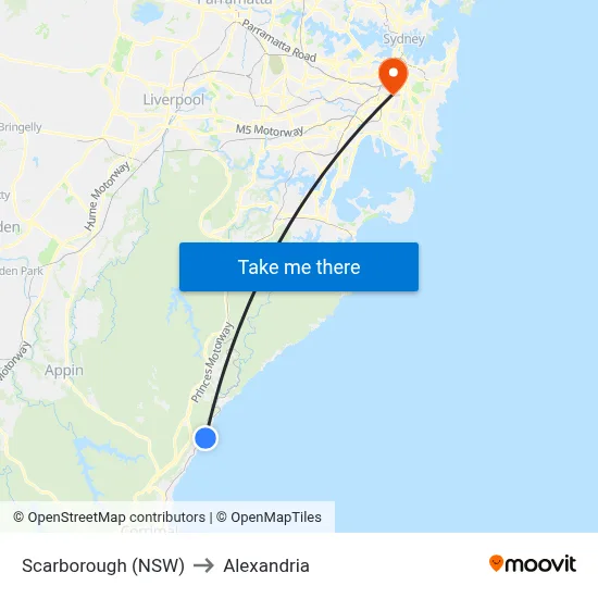 Scarborough (NSW) to Alexandria map