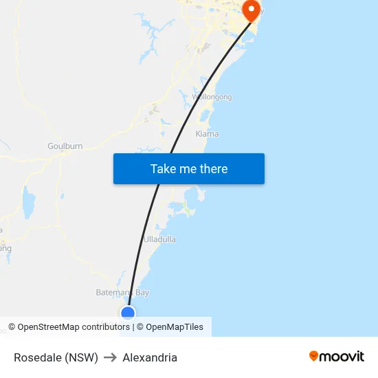 Rosedale (NSW) to Alexandria map
