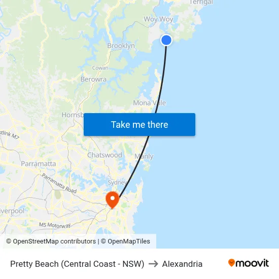 Pretty Beach (Central Coast - NSW) to Alexandria map