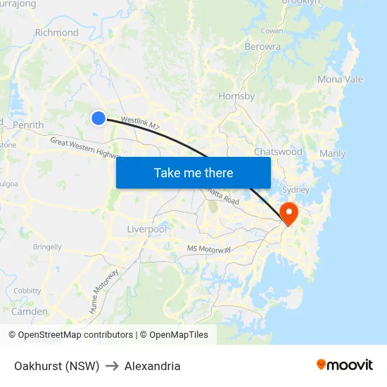 Oakhurst (NSW) to Alexandria map