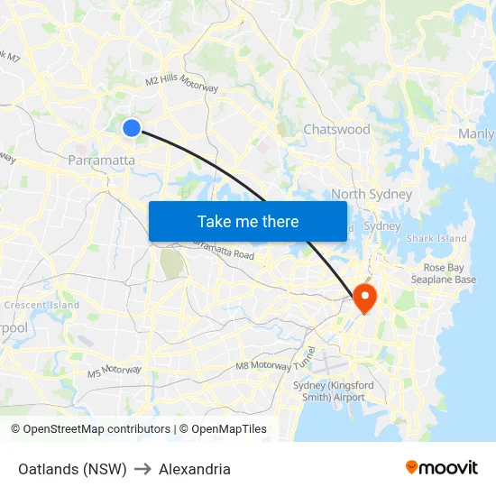 Oatlands (NSW) to Alexandria map