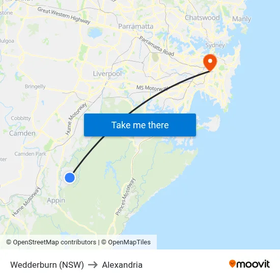 Wedderburn (NSW) to Alexandria map