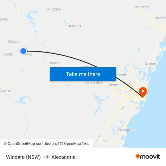 Windera (NSW) to Alexandria map