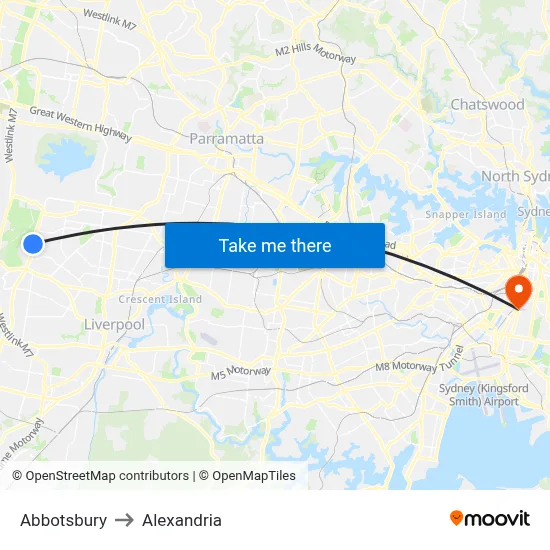 Abbotsbury to Alexandria map