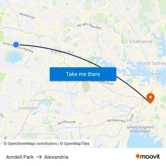 Arndell Park to Alexandria map