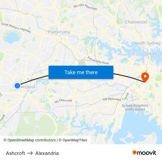 Ashcroft to Alexandria map