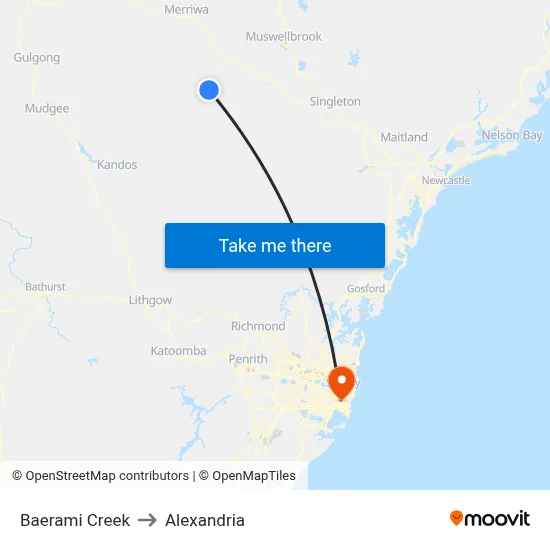 Baerami Creek to Alexandria map
