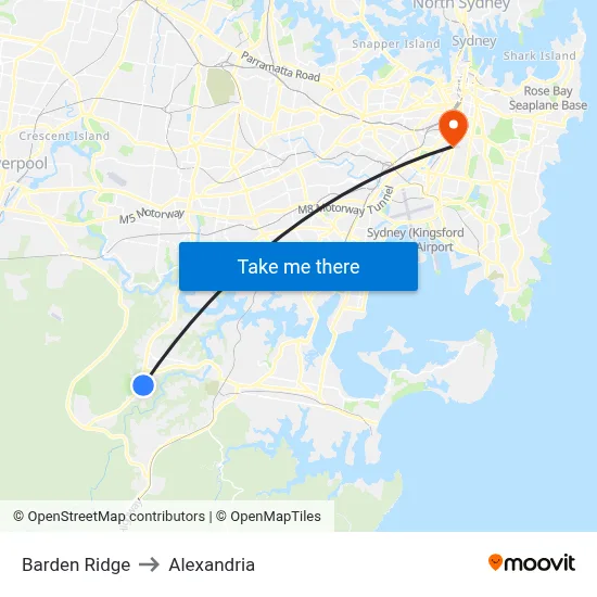 Barden Ridge to Alexandria map