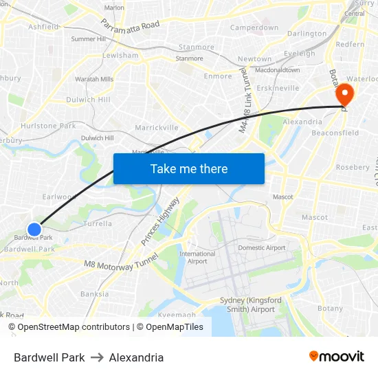 Bardwell Park to Alexandria map