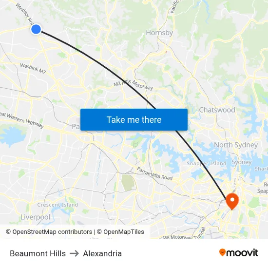 Beaumont Hills to Alexandria map