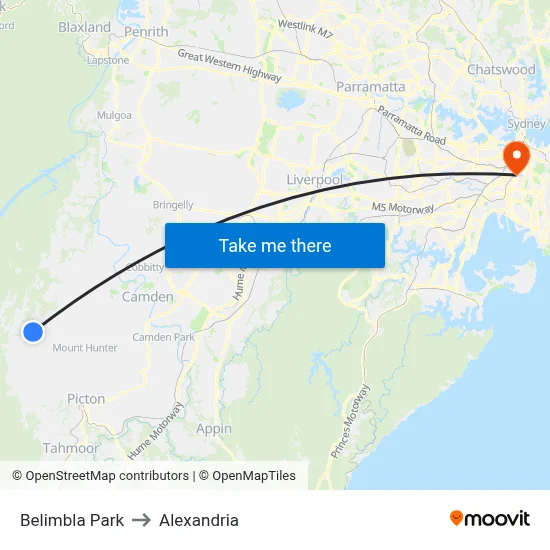Belimbla Park to Alexandria map