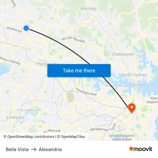 Bella Vista to Alexandria map