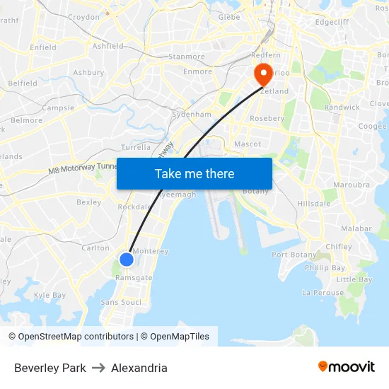 Beverley Park to Alexandria map