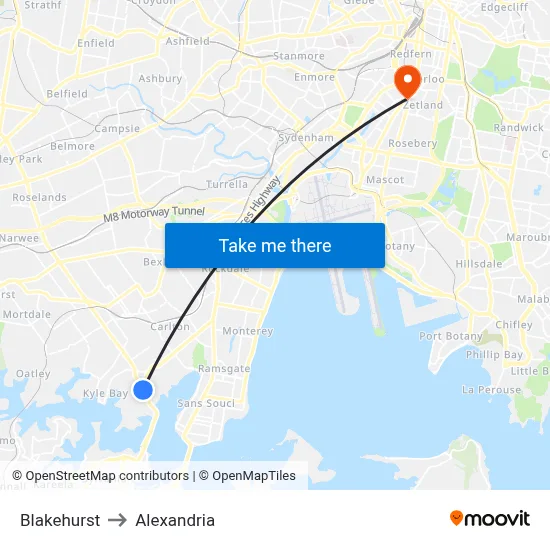 Blakehurst to Alexandria map