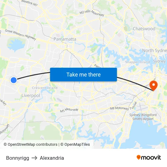 Bonnyrigg to Alexandria map