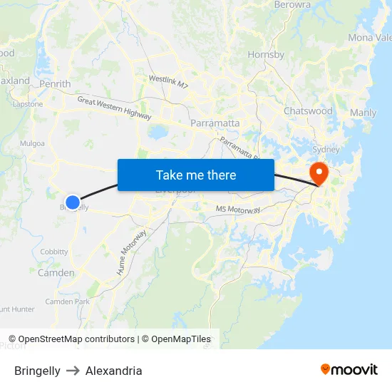 Bringelly to Alexandria map