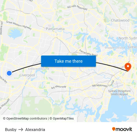 Busby to Alexandria map