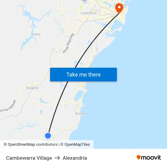 Cambewarra Village to Alexandria map