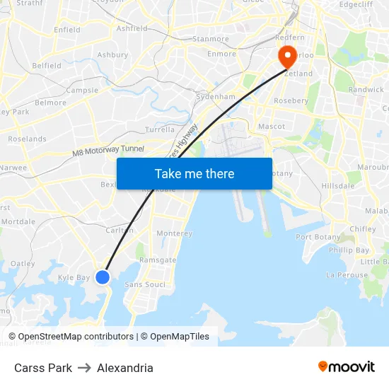Carss Park to Alexandria map