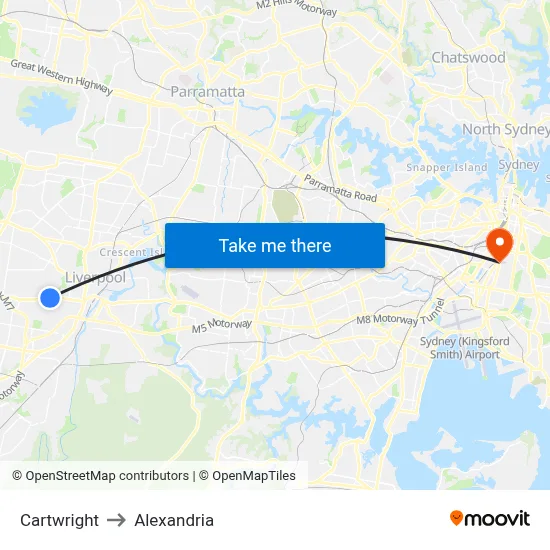 Cartwright to Alexandria map