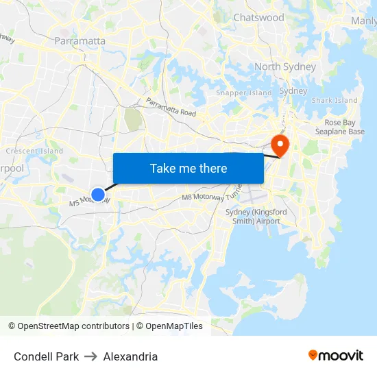 Condell Park to Alexandria map