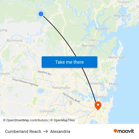 Cumberland Reach to Alexandria map