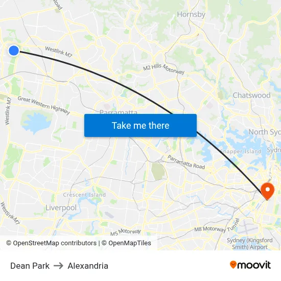 Dean Park to Alexandria map