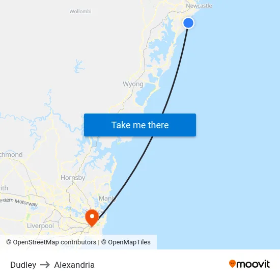Dudley to Alexandria map
