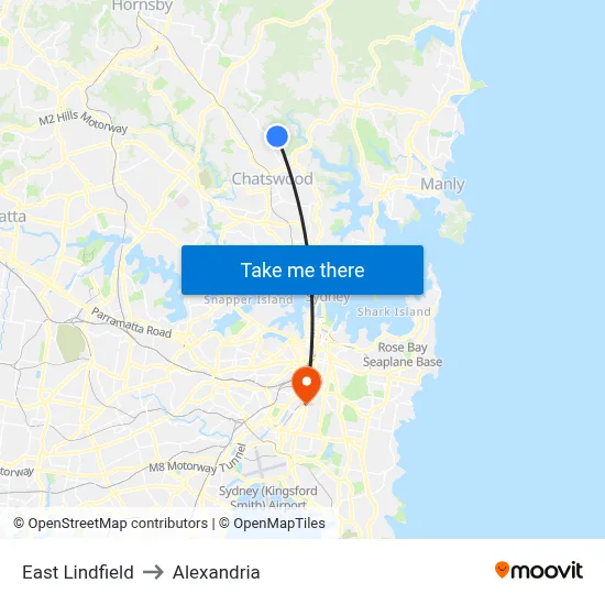 East Lindfield to Alexandria map