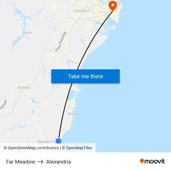 Far Meadow to Alexandria map