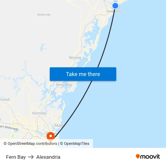 Fern Bay to Alexandria map