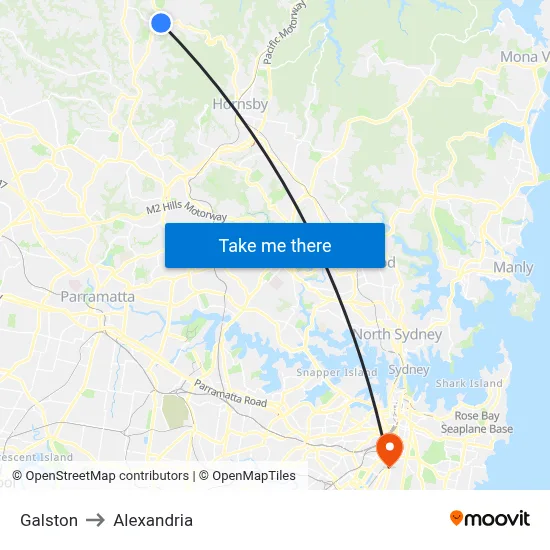 Galston to Alexandria map