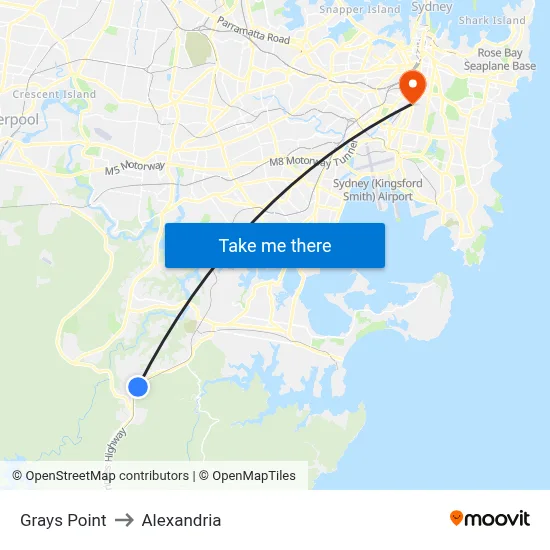 Grays Point to Alexandria map