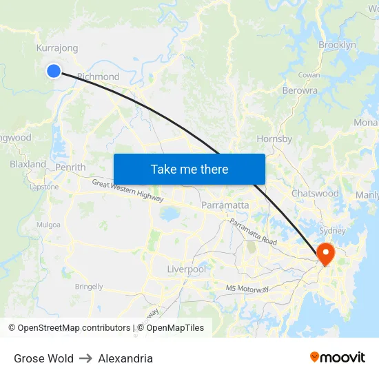 Grose Wold to Alexandria map