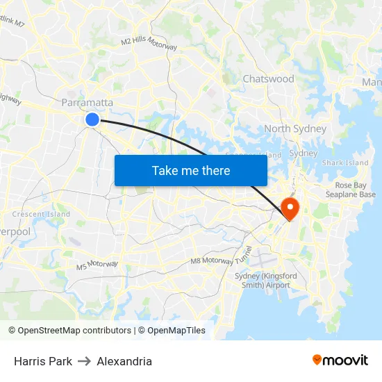 Harris Park to Alexandria map