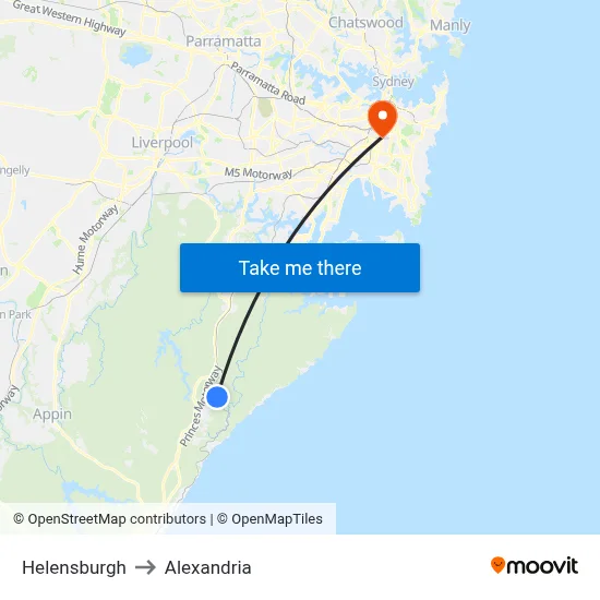 Helensburgh to Alexandria map