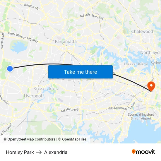 Horsley Park to Alexandria map