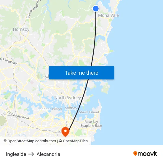 Ingleside to Alexandria map